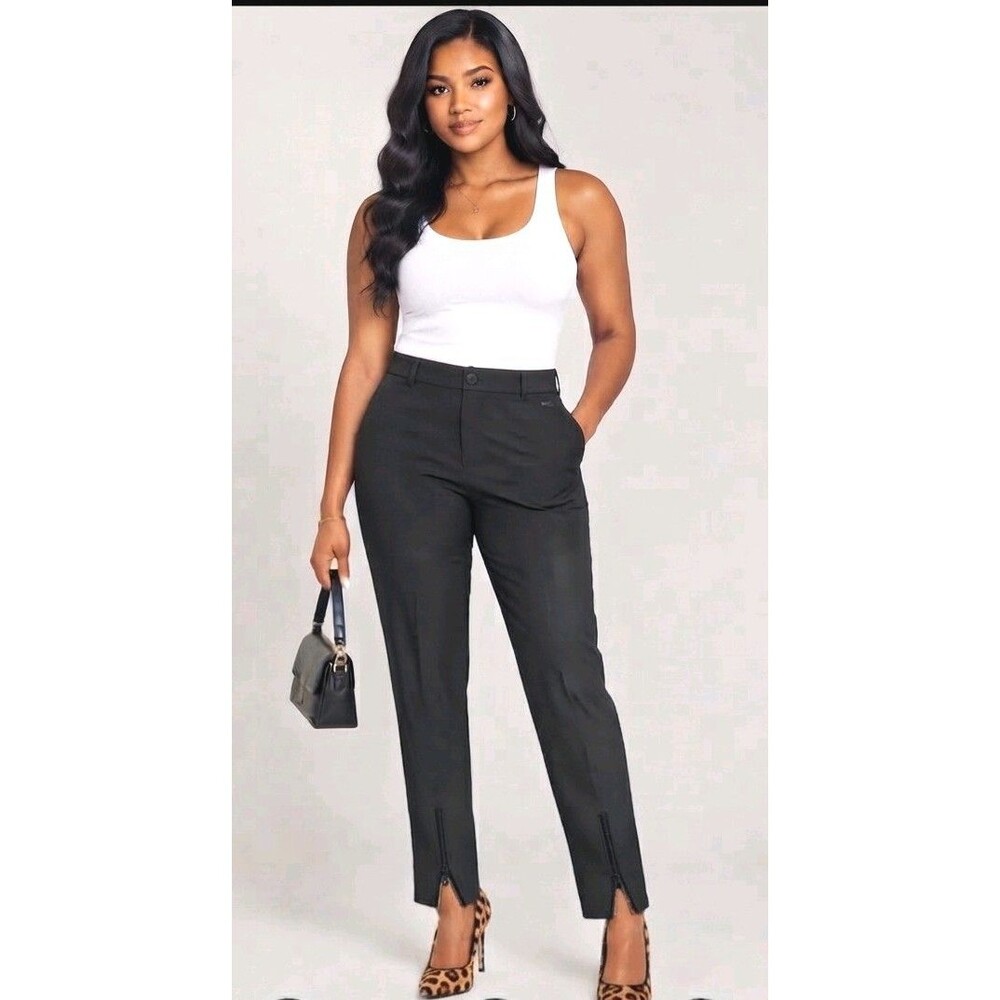 Anthropologie Maeve Ankle Zip Pants Size 4 Black Zip Pockets